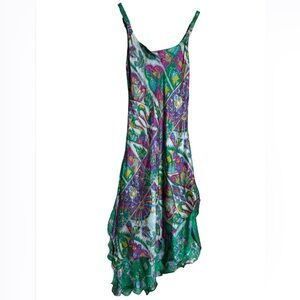 Jedzebel Indian silk slip dress Size Large (runs small) Made in India
